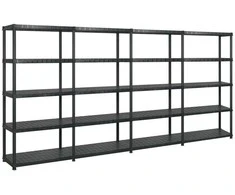 Lentyna daiktams, 5 aukštų, juoda, 366x45,7x185cm, plastikas