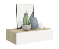 Lentynos su stalčiais, 2vnt., ąžuolo/baltos, 40x23,5x10cm, MDF