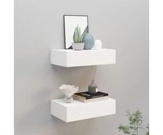 Lentynos su stalčiais, 2vnt., baltos, 40x23,5x10cm, MDF