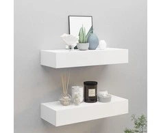 Lentynos su stalčiais, 2vnt., baltos, 60x23,5x10cm, MDF
