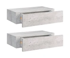 Lentynos su stalčiais, 2vnt., betono pilkos, 40x23,5x10cm, MDF
