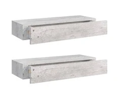 Lentynos su stalčiais, 2vnt., betono pilkos, 60x23,5x10cm, MDF