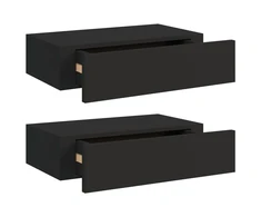 Lentynos su stalčiais, 2vnt., juodos, 40x23,5x10cm, MDF