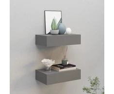 Lentynos su stalčiais, 2vnt., pilkos, 40x23,5x10cm, MDF