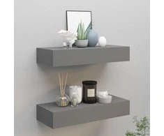 Lentynos su stalčiais, 2vnt., pilkos, 60x23,5x10cm, MDF