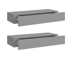 Lentynos su stalčiais, 2vnt., pilkos, 60x23,5x10cm, MDF
