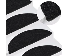 Lipnūs laiptų kilimėliai, 15vnt., juodos spalvos, 65x22,5x3,5cm