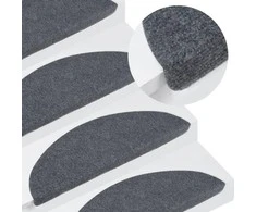 Lipnūs laiptų kilimėliai, 15vnt., pilkos spalvos, 65x22,5x3,5cm