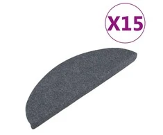 Lipnūs laiptų kilimėliai, 15vnt., pilkos spalvos, 65x22,5x3,5cm