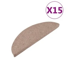 Lipnūs laiptų kilimėliai, 15vnt., smėlio spalvos, 65x22,5x3,5cm