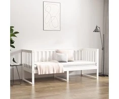Lova, baltos spalvos, 75x190cm, pušies medienos masyvas