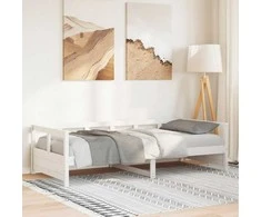 Lova be čiužinio, balta, 80x200cm, pušies medienos masyvas