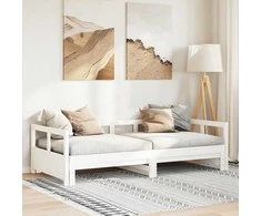 Lova be čiužinio, balta, 90x200cm, pušies medienos masyvas