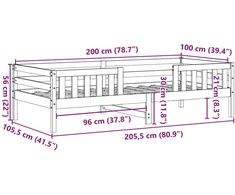 Lovos rėmas be čiužinio, 100x200cm, pušies medienos masyvas