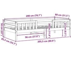 Lovos rėmas be čiužinio, balta, 80x200cm, pušis