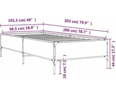 Lovos rėmas, ąžuolo, 100x200cm, apdirbta mediena ir metalas