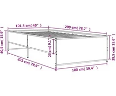 Lovos rėmas, ąžuolo, 100x200cm, apdirbta mediena ir metalas