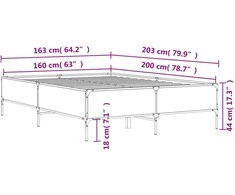 Lovos rėmas, ąžuolo, 160x200cm, apdirbta mediena ir metalas