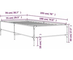 Lova Lovos rėmas, ąžuolo, 75x190cm, apdirbta mediena ir metalas