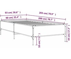 Lovos rėmas, ąžuolo, 90x200cm, apdirbta mediena ir metalas