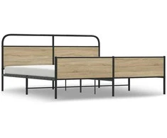 Lova Lovos rėmas be čiužinio, dūminio ąžuolo, 150x200cm, metalas