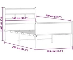 Lovos rėmas be čiužinio, dūminis, 100x200cm, apdirbta mediena
