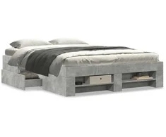 Lova Lovos rėmas, betono pilkos spalvos, 120x190cm, apdirbta mediena