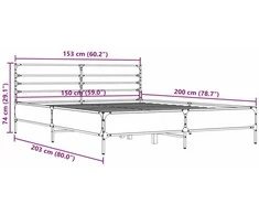 Lovos rėmas, dūminio ąžuolo, 150x200cm, mediena ir metalas