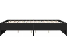Lovos rėmas, juodas, 140x200cm, apdirbta mediena ir metalas