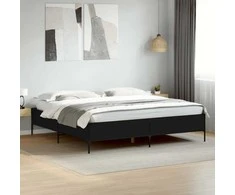 Lova Lovos rėmas, juodas, 200x200cm, apdirbta mediena ir metalas