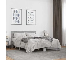 Lova Lovos rėmas, pilkas ąžuolo, 120x200cm, apdirbta mediena/metalas