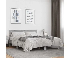 Lova Lovos rėmas, pilkas ąžuolo, 150x200cm, apdirbta mediena/metalas
