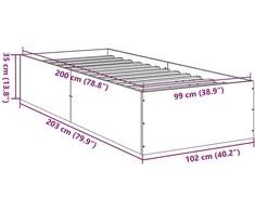 Lovos rėmas, pilkos ąžuolo spalvos, 100x200cm, apdirbta mediena