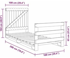 Lovos rėmas su galvūgaliu, 100x200cm, pušies medienos masyvas
