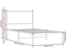 Lova Lovos rėmas be čiužinio, sonoma ąžuolo, 75x190cm, metalas