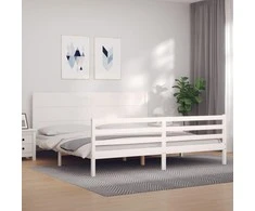 Lova Lovos rėmas su galvūgaliu, baltas, 200x200cm, medienos masyvas