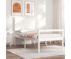 Lova senjorams su galvūgaliu, baltas, 90x200 cm, mediena