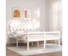 Lova senjorams su galvūgaliu, baltas, 140x200 cm, mediena