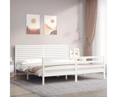 Lova Lovos rėmas su galvūgaliu, baltas, 200x200cm, medienos masyvas