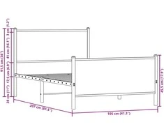 Lovos rėmas be čiužinio, dūminio ąžuolo, 100x200cm, metalas