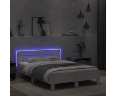Lova Lovos rėmas su galvūgaliu ir LED, baltos spalvos, 135x190cm
