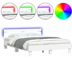 Lova Lovos rėmas su galvūgaliu ir LED, baltos spalvos, 150x200cm