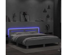 Lovos rėmas su galvūgaliu ir LED, baltos spalvos, 200x200cm