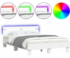 Lova Lovos rėmas su galvūgaliu ir LED, baltos spalvos, 135x190cm