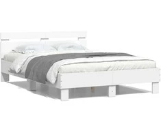 Lova Lovos rėmas su galvūgaliu ir LED, baltos spalvos, 135x190cm