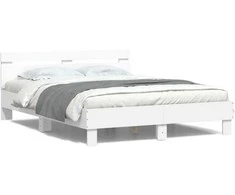 Lova Lovos rėmas su galvūgaliu ir LED, baltos spalvos, 140x190cm