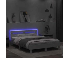 Lovos rėmas su galvūgaliu ir LED, baltos spalvos, 150x200cm