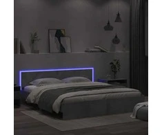 Lova Lovos rėmas su galvūgaliu ir LED, betono pilkas, 200x200cm