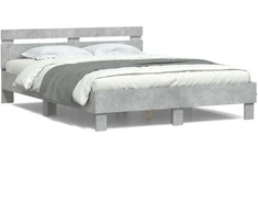 Lovos rėmas su galvūgaliu ir LED, betono pilkas, 140x190cm