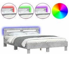 Lovos rėmas su galvūgaliu ir LED, betono pilkas, 140x190cm